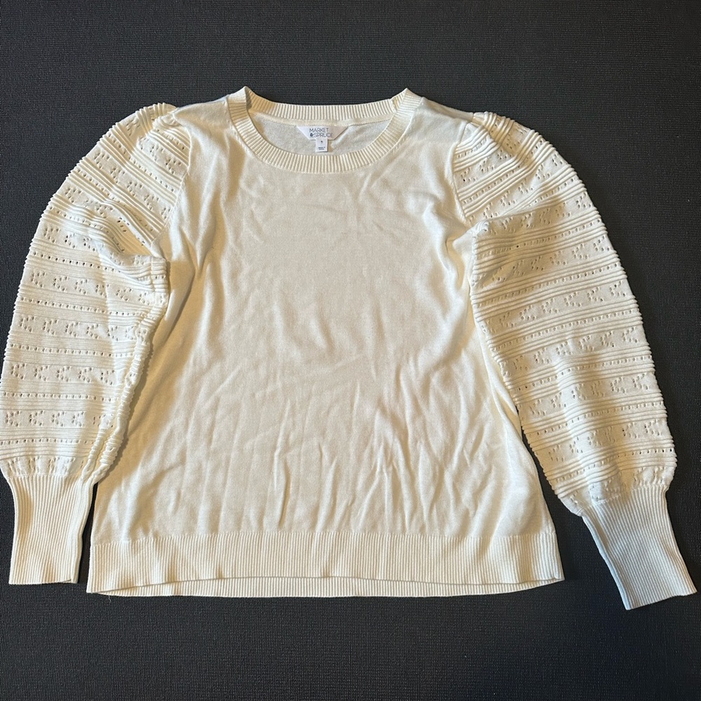 Market & Spruce Crochet Sleeve Sweater